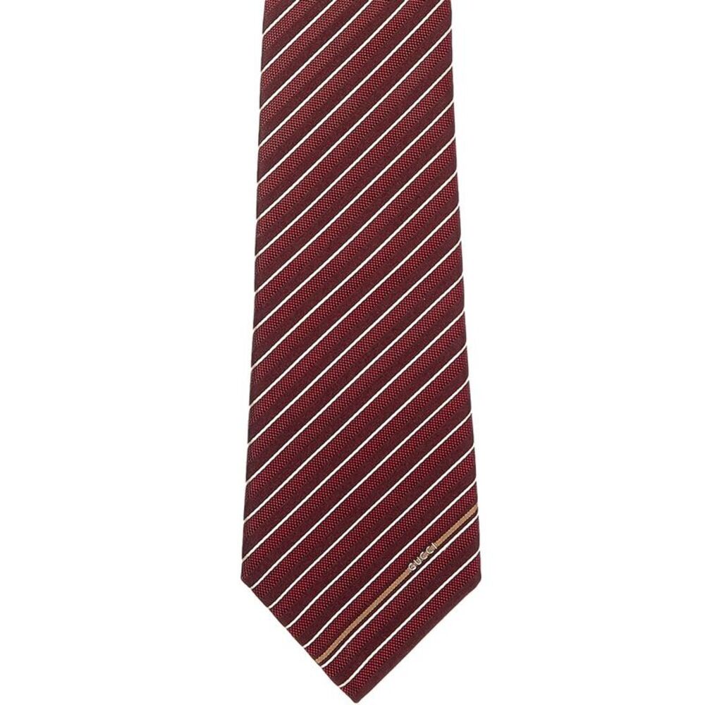 Gucci Striped Jacquard Silk Tie, Red - Picture 2 of 3